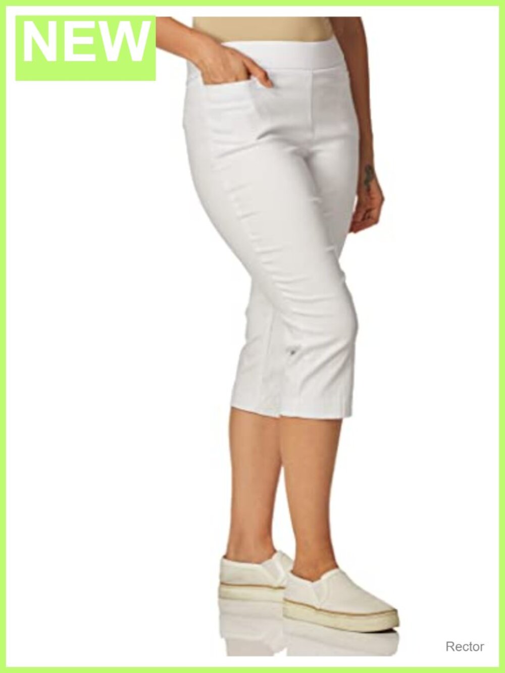 High Waist Pull On Stretch Capri Pants with Pockets 21" Inseam